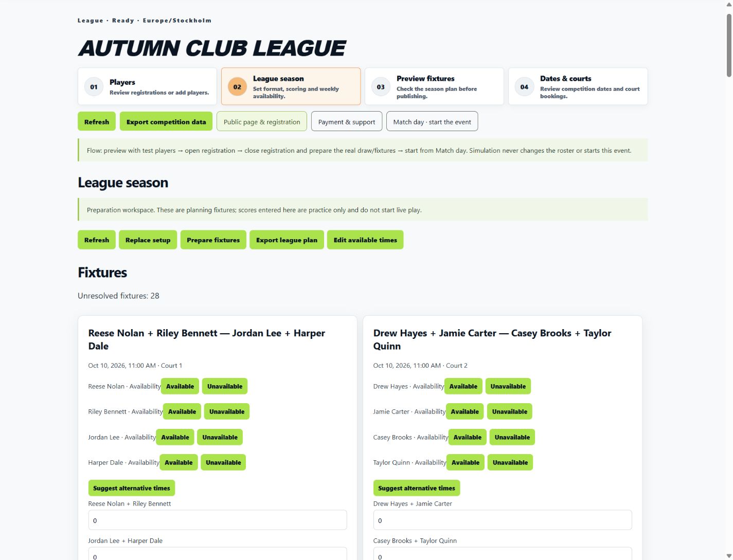 Plan the season